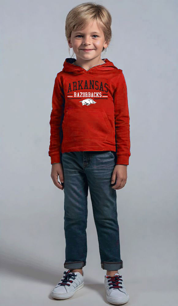 Arkansas Razorbacks Wes and Willy Toddler, Kids and Youth Long Sleeve Hooded T-Shirt