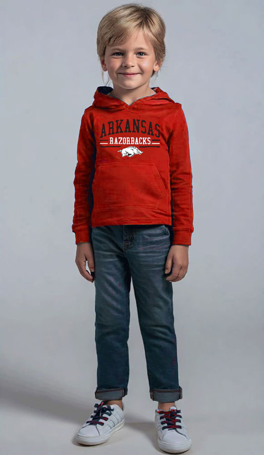 Arkansas Razorbacks Wes and Willy Toddler, Kids and Youth Long Sleeve Hooded T-Shirt