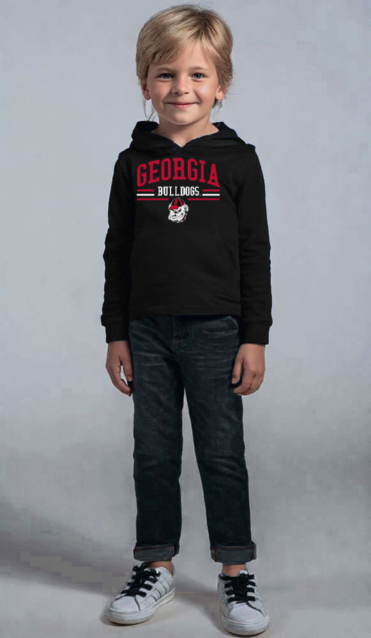 Georgia Bulldogs Wes and Willy Toddler, Kids and Youth Long Sleeve Hooded T-Shirt Black