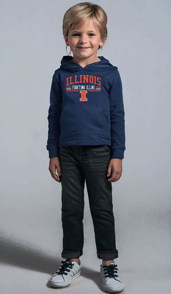 Illinois Fighting Illini Wes and Willy Toddler, Kids and Youth Long Sleeve Hooded T-Shirt