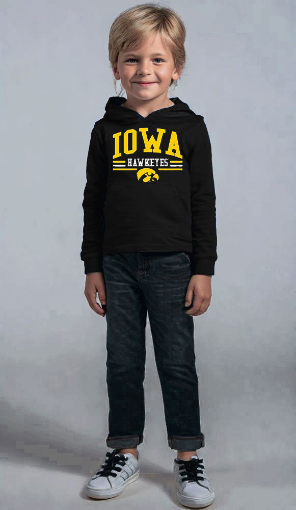 Iowa Hawkeyes Wes and Willy Toddler, Kids and Youth Long Sleeve Hooded T-Shirt