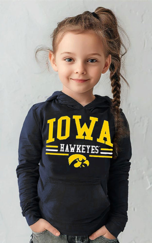 Iowa Hawkeyes Wes and Willy Toddler, Kids and Youth Long Sleeve Hooded T-Shirt