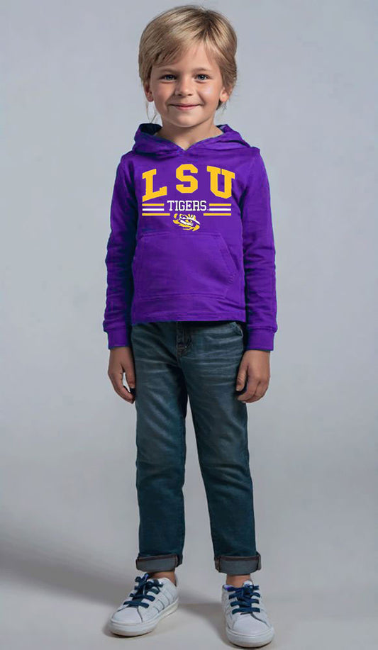 LSU Tigers Wes and Willy Toddler, Kids and Youth Long Sleeve Hooded T-Shirt