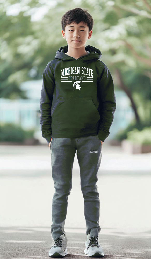 Michigan State Spartans Wes and Willy Toddler, Kids and Youth Long Sleeve Hooded T-Shirt