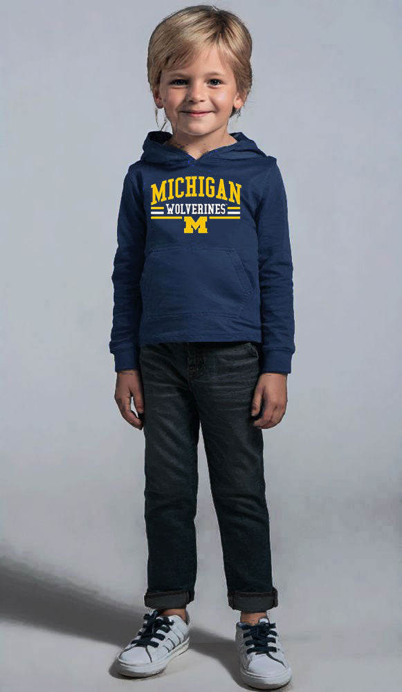 Michigan Wolverines Wes and Willy Toddler, Kids and Youth Long Sleeve Hooded T-Shirt
