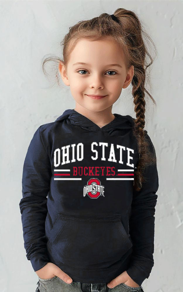 Ohio State Buckeyes Wes and Willy  Toddler, Kids and Youth Long Sleeve Hooded T-Shirt Black