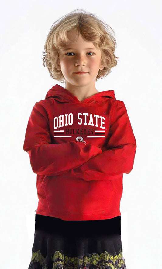 Ohio State Buckeyes Wes and Willy Toddler, Kids and Youth Long Sleeve Hooded T-Shirt Red
