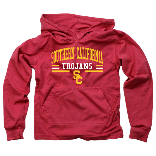Southern Cal Trojans Wes and Willy Youth Boys Long Sleeve Hooded T-Shirt