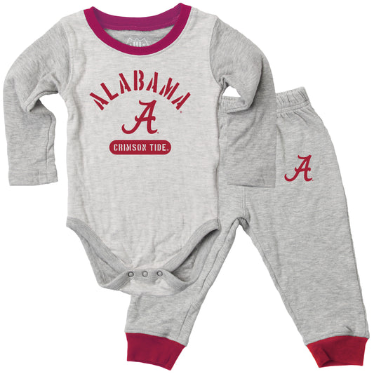 Alabama Crimson Tide Wes and Willy Baby College Jie Jie Long Sleeve Bodysuit and Pant Set