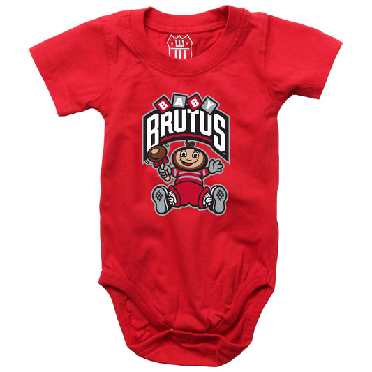 Wes and Willy Ohio State Infant Baby Brutus 100% Organic Cotton One Piece Romper