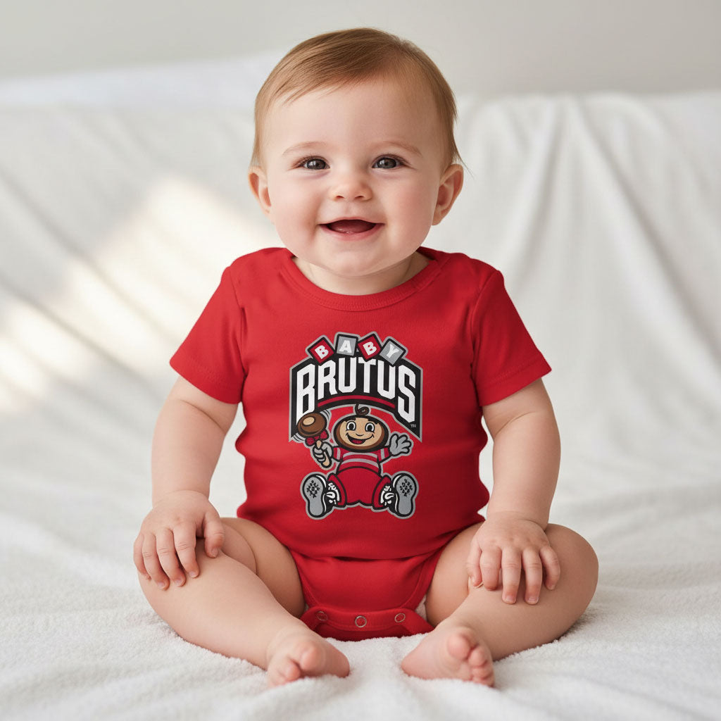 Wes and Willy Ohio State Infant Baby Brutus 100% Organic Cotton One Piece Romper
