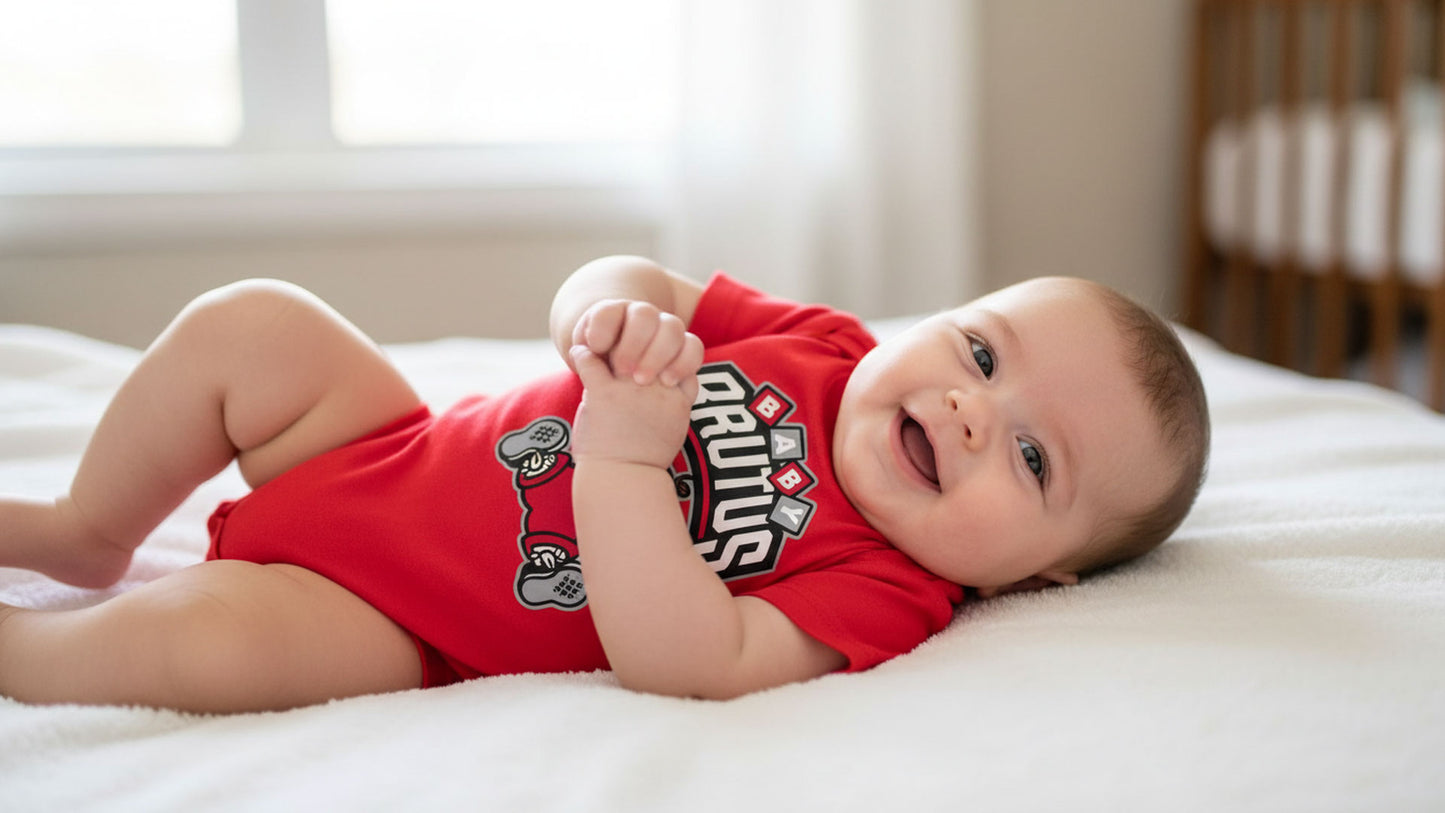 Wes and Willy Ohio State Infant Baby Brutus 100% Organic Cotton One Piece Romper