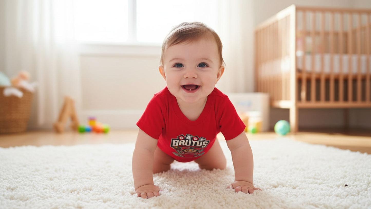 Wes and Willy Ohio State Infant Baby Brutus 100% Organic Cotton One Piece Romper