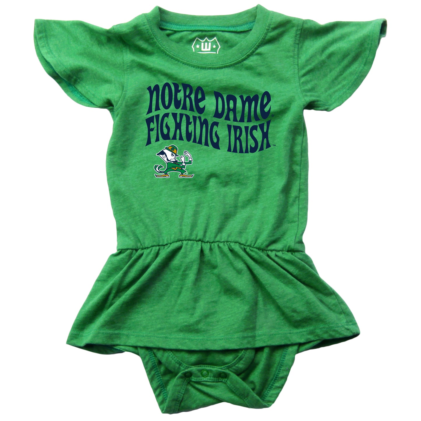 Notre Dame Green Wes and Willy Baby Girls College Team One Piece Hopper Skirt