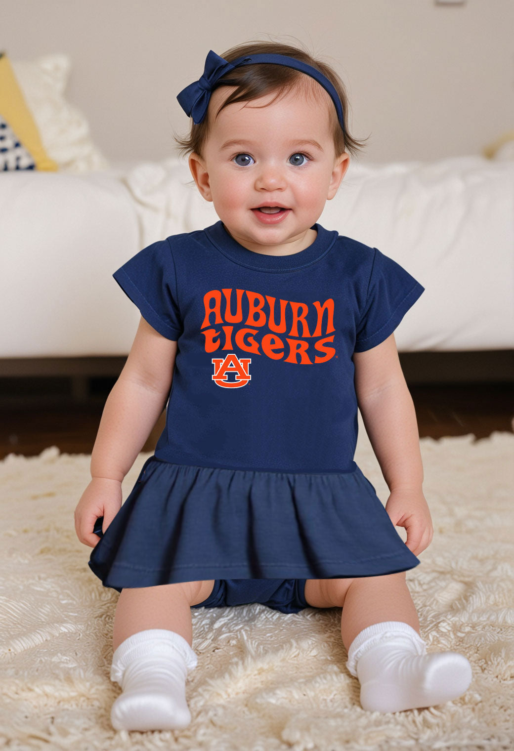 Auburn Tigers Wes and Willy Baby Girls Ruffle Skirt Bodysuit