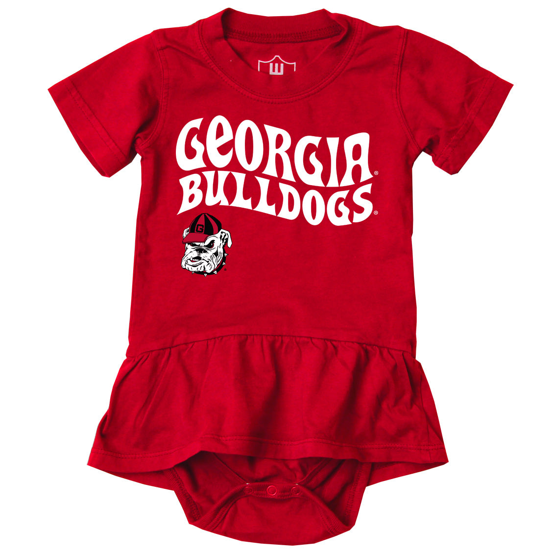 Georgia Bulldogs Wes and Willy Baby Girls Ruffle Skirt Bodysuit