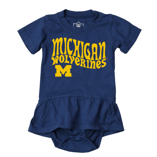 Michigan Wolverines Wes and Willy Baby Girls Ruffle Skirt Bodysuit