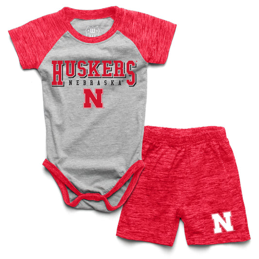 Nebraska Cornhuskers Wes and Willy Baby College Team Hopper and Short Set