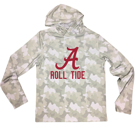 Alabama Crimson Tide Wes and Willy Mens College UPF 50+ Rash Guard Long Sleeve Hooded T-Shirt