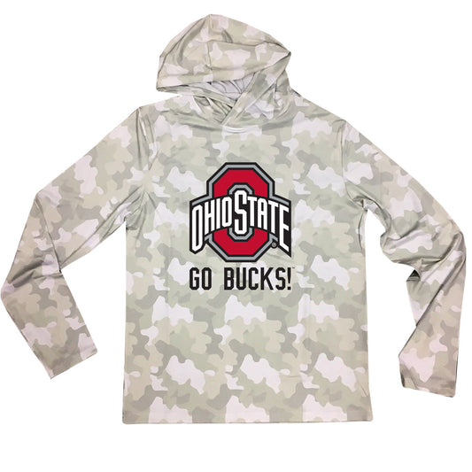 Ohio State Buckeyes Wes and Willy Mens College UPF 50+ Rash Guard Long Sleeve Hooded T-Shirt