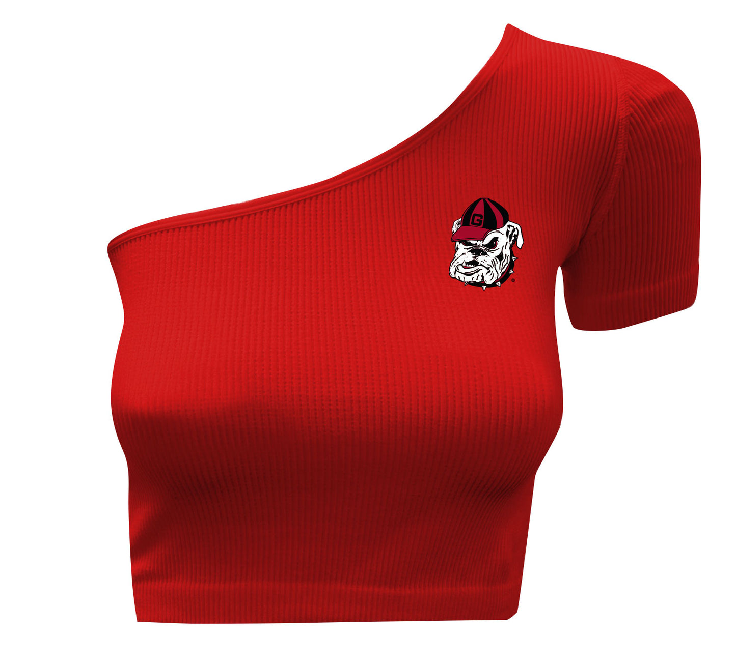 Georgia Bulldogs Women's Wes and Willy One Shoulder Crop Top