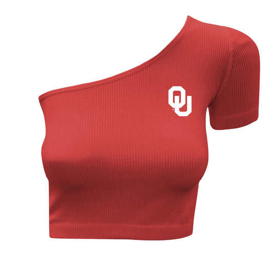 Oklahoma Sooners Women's Wes and Willy One Shoulder Crop Top