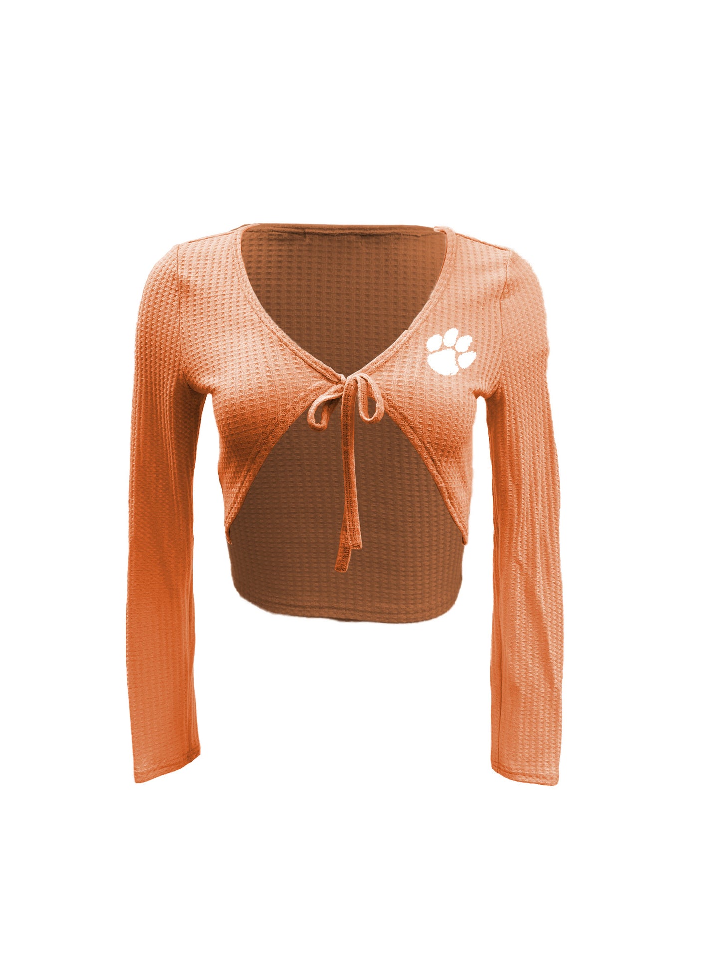 Clemson Tigers Women's Wes and Willy Long Sleeve Tie Front Crop Top