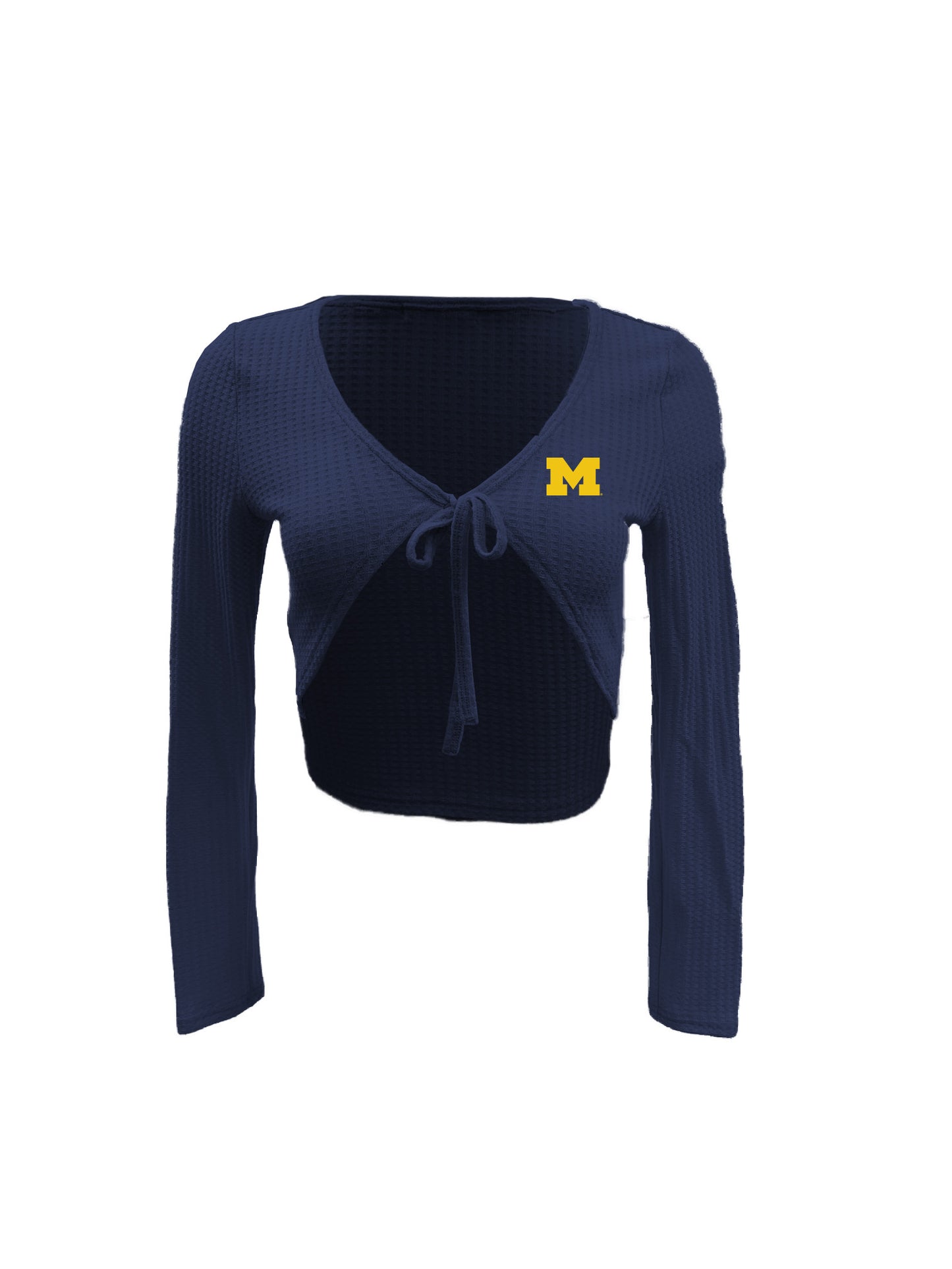 Michigan Wolverines Women's Wes and Willy Long Sleeve Tie Front Crop Top