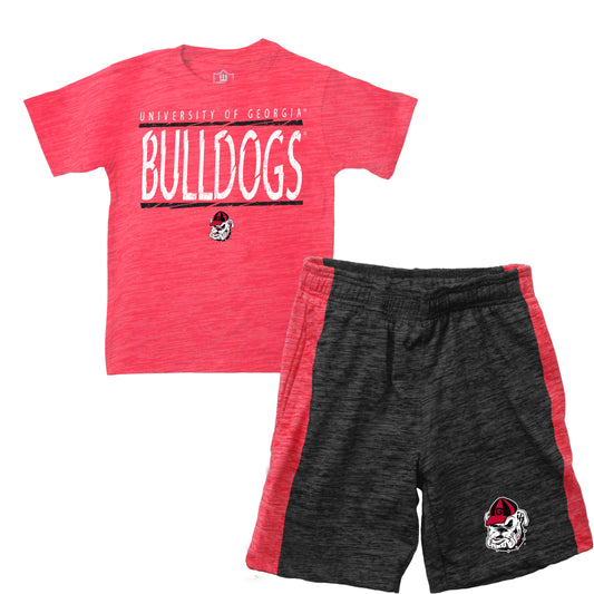 Georgia Bulldogs Wes and Willy Little Boy and Toddler Cloudy Yarn Short and T-Shirt Set