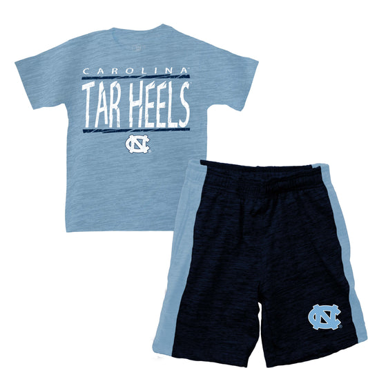 North Carolina Tar Heels Wes and Willy Little Boy and Toddler Cloudy Yarn Short and T-Shirt Set