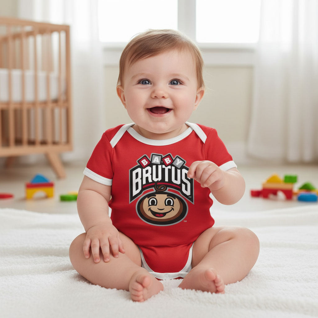 Wes and Willy Ohio State Infant Baby Brutus 100% Organic Cotton One Piece Romper