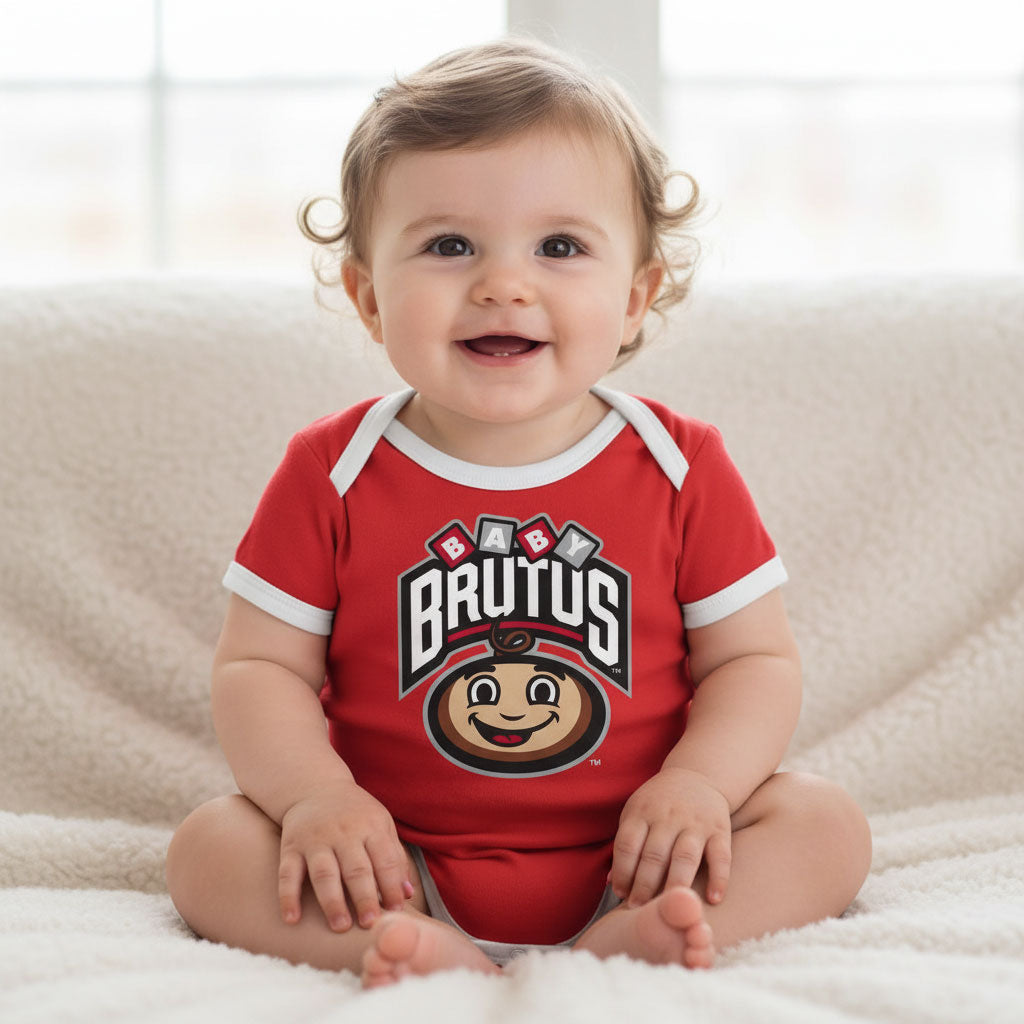 Wes and Willy Ohio State Infant Baby Brutus 100% Organic Cotton One Piece Romper