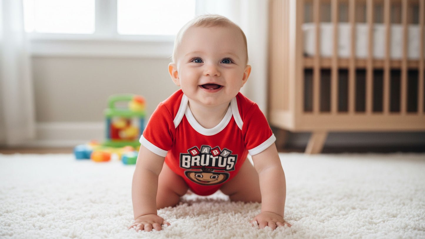 Wes and Willy Ohio State Infant Baby Brutus 100% Organic Cotton One Piece Romper
