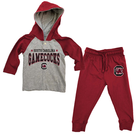 South Carolina Gamecocks Wes and Willy Infant and Toddler Long Sleeve Hooded Henley and Pant Set