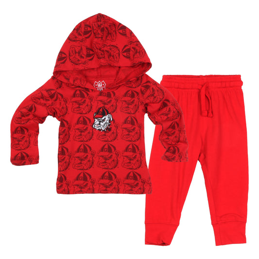 Georgia Bulldogs Wes and Willy Infant and Toddler All Over Team Logo Outfit