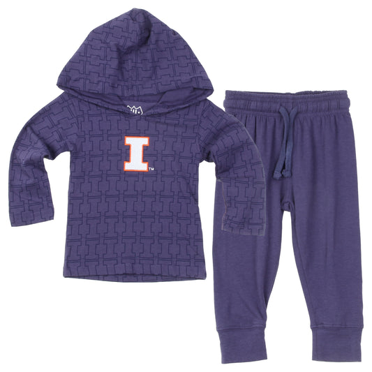 Illinois Fighting Illini Wes and Willy Infant and Toddler All Over Team Logo Outfit