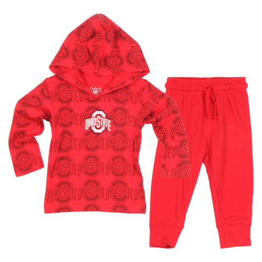 Ohio State Buckeyes Wes and Willy Infant and Toddler All Over Team Logo Outfit