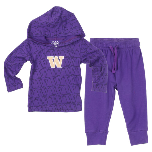 Washington Huskies Wes and Willy Infant and Toddler All Over Team Logo Outfit