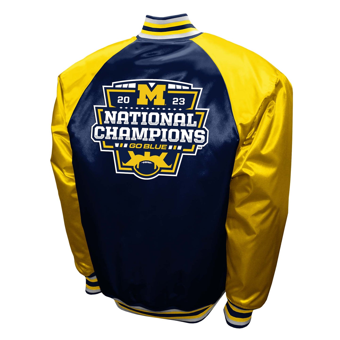 Michigan Wolverines 2023 National Champions Mens Franchise Club Game Satin Full-Snap Jacket