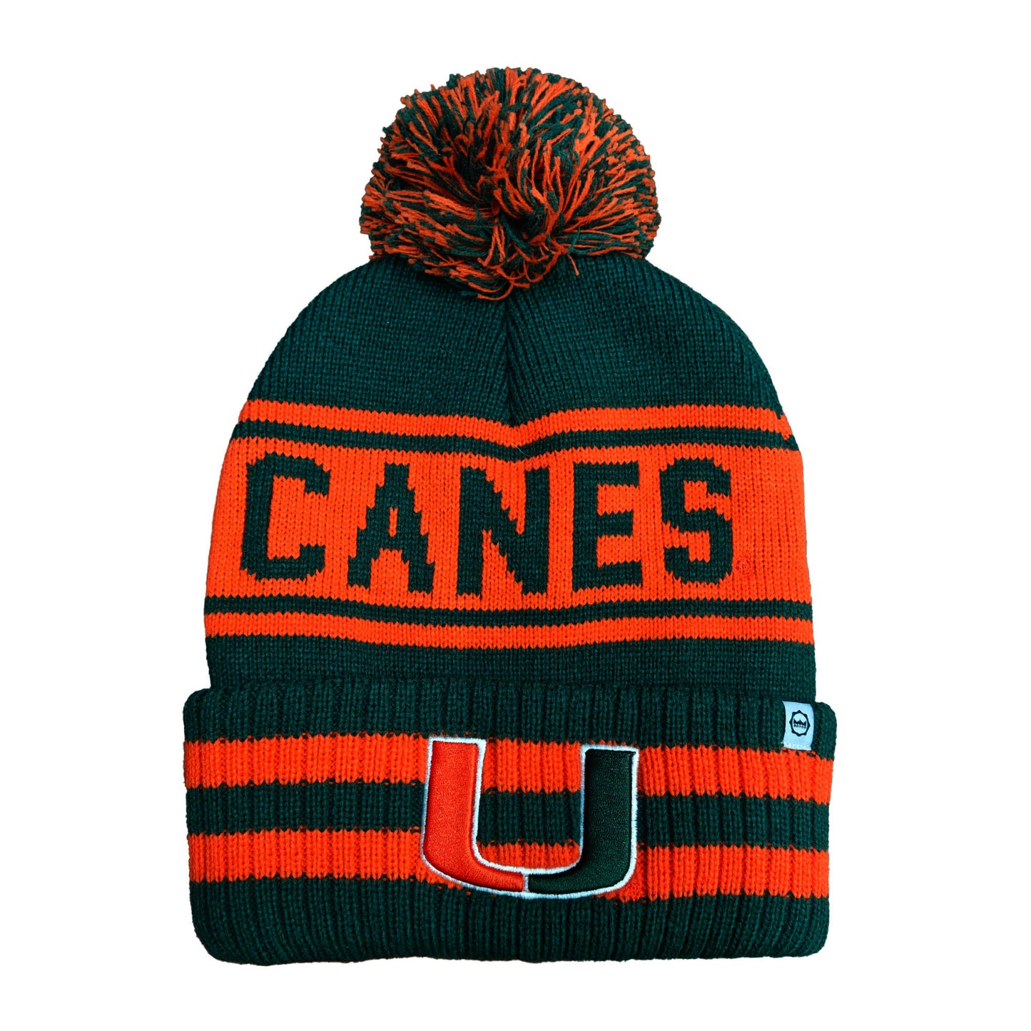 Miami Hurricanes Franchise Club Unisex Rally Cry Knit Hat with Pom