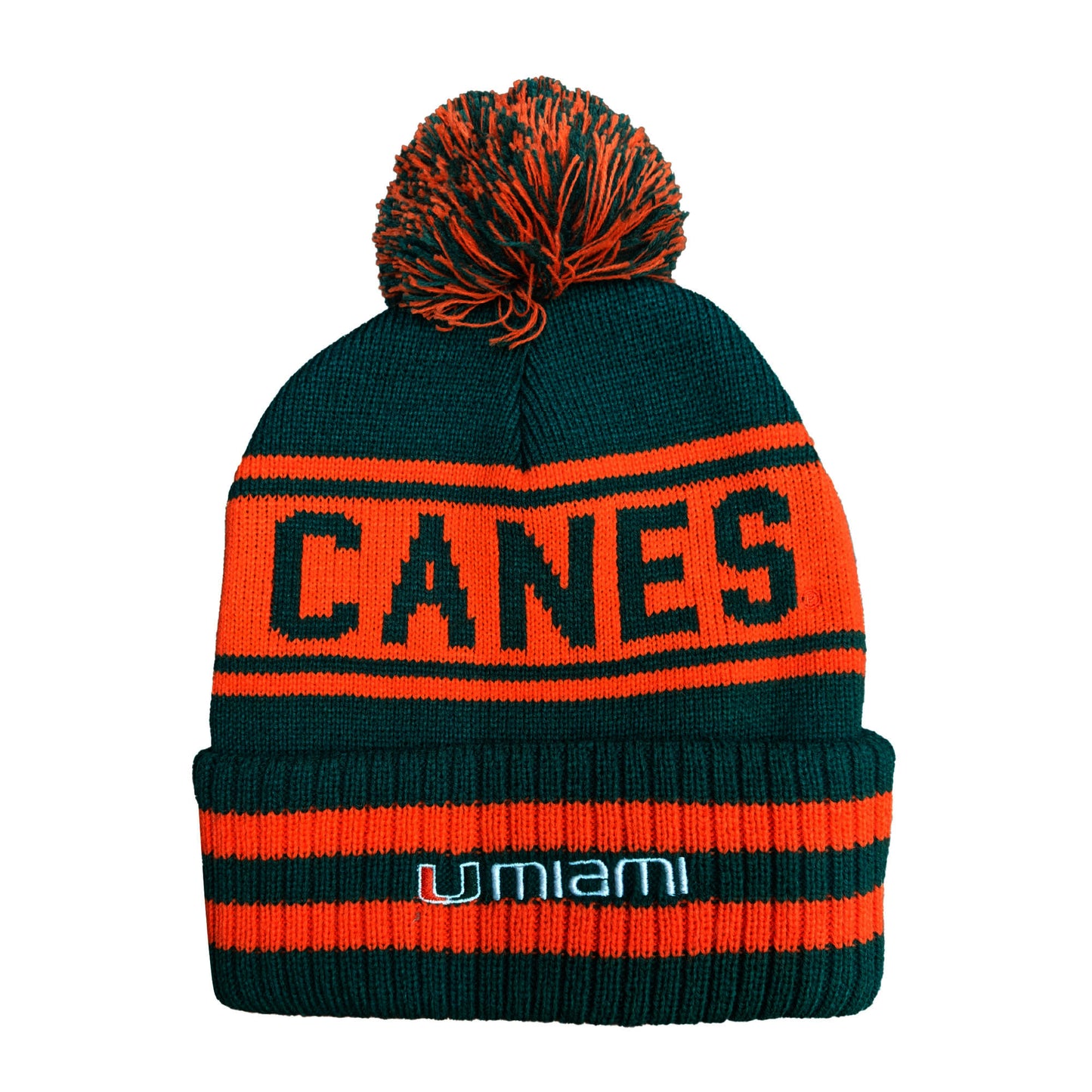 Miami Hurricanes Franchise Club Unisex Rally Cry Knit Hat with Pom