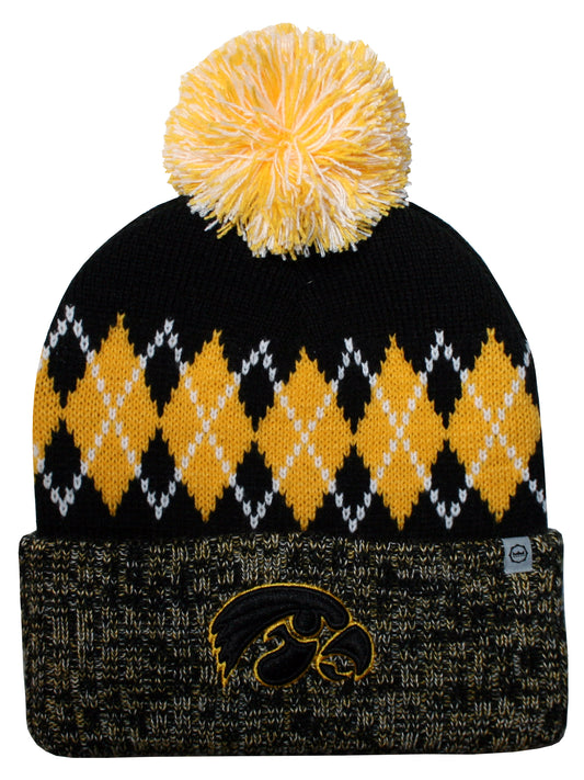 Iowa Hawkeyes Franchise Club Unisex The Blur Knit Hat with Pom