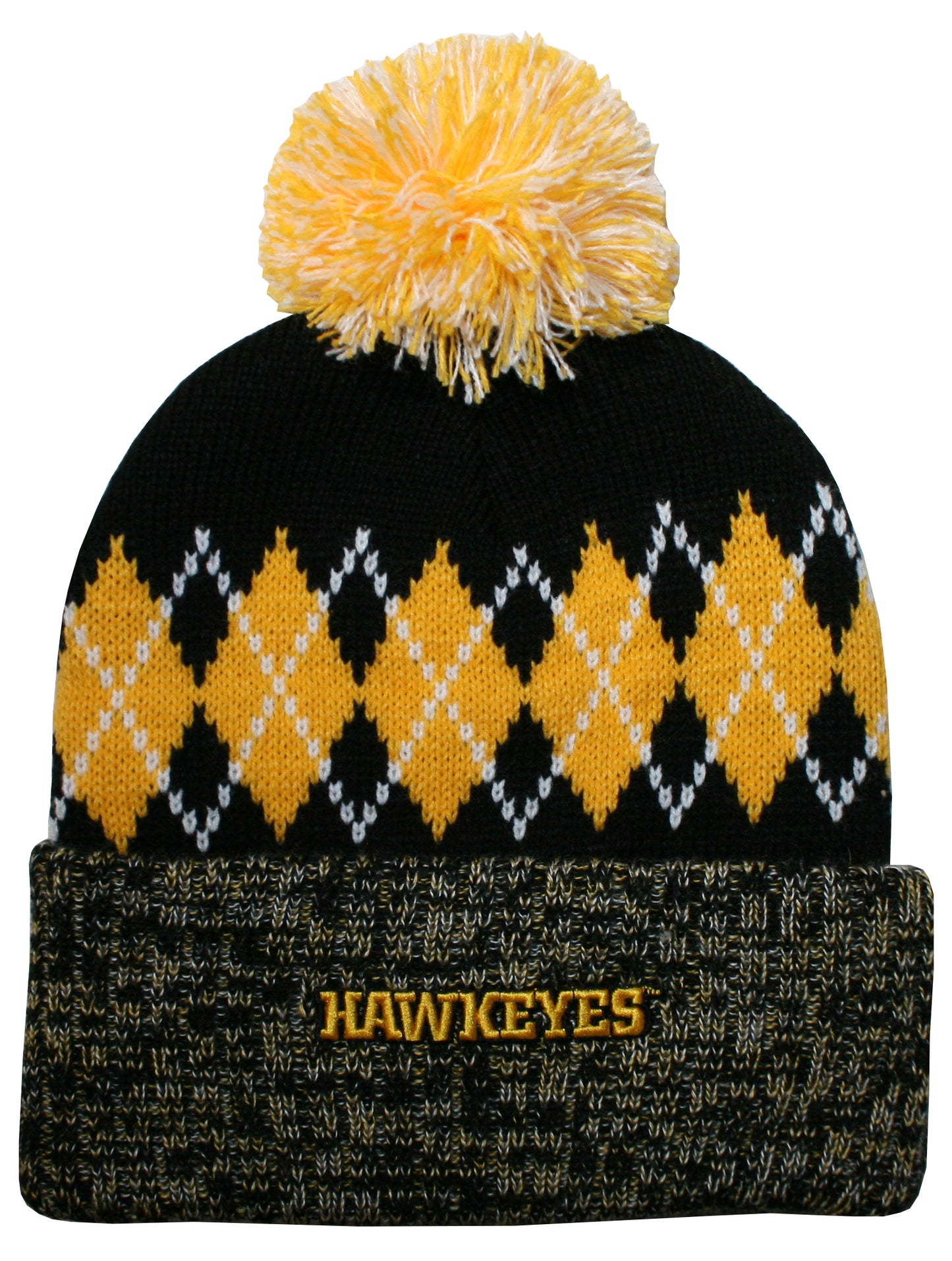 Iowa Hawkeyes Franchise Club Unisex The Blur Knit Hat with Pom