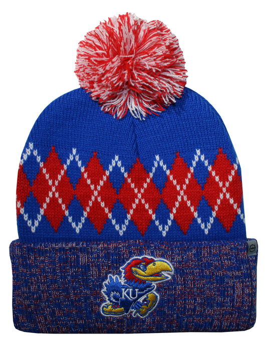 Kansas Jayhawks Franchise Club Unisex The Blur Knit Hat with Pom