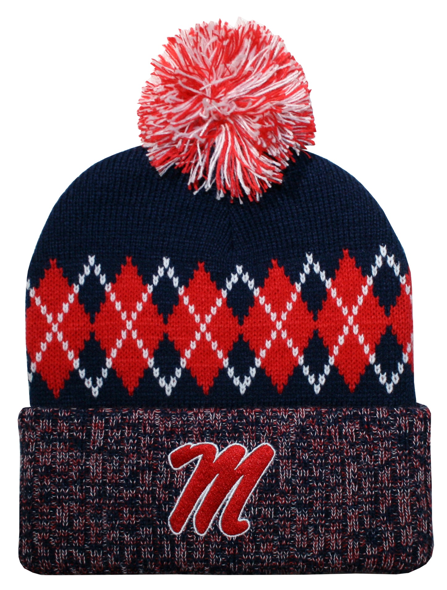 Ole Miss Rebels Franchise Club Unisex The Blur Knit Hat with Pom