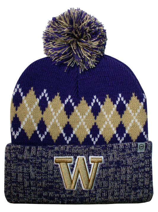 Washington Huskies Franchise Club Unisex The Blur Knit Hat with Pom