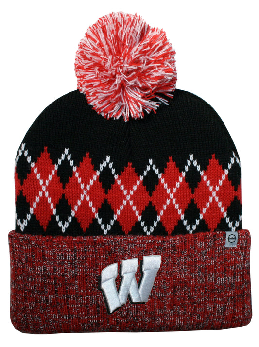 Wisconsin Badgers Franchise Club Unisex The Blur Knit Hat with Pom