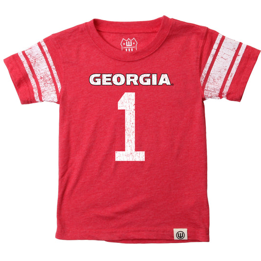 Georgia Bulldogs Wes and Willy Youth Boys College Short Sleeve Jersey T-Shirt