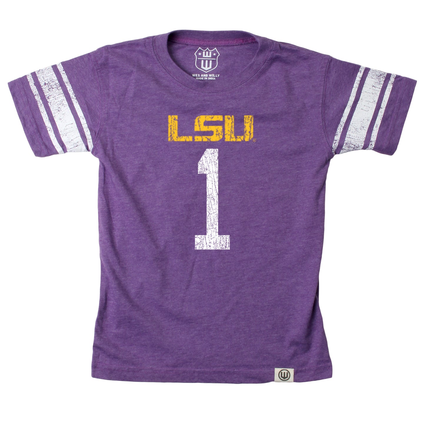 LSU Tigers Wes and Willy Youth Boys College Short Sleeve Jersey T-Shirt