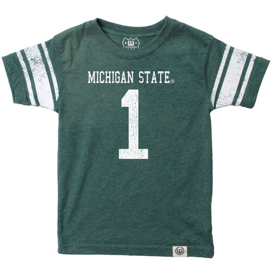 Michigan State Spartans Wes and Willy Youth Boys College Short Sleeve Jersey T-Shirt